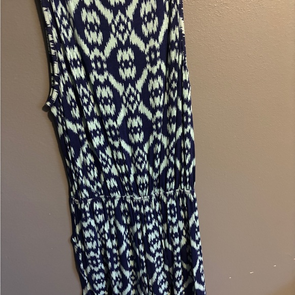 Market & Spruce Navy and Teal Patterned Jumpsuit - Picture 1 of 4